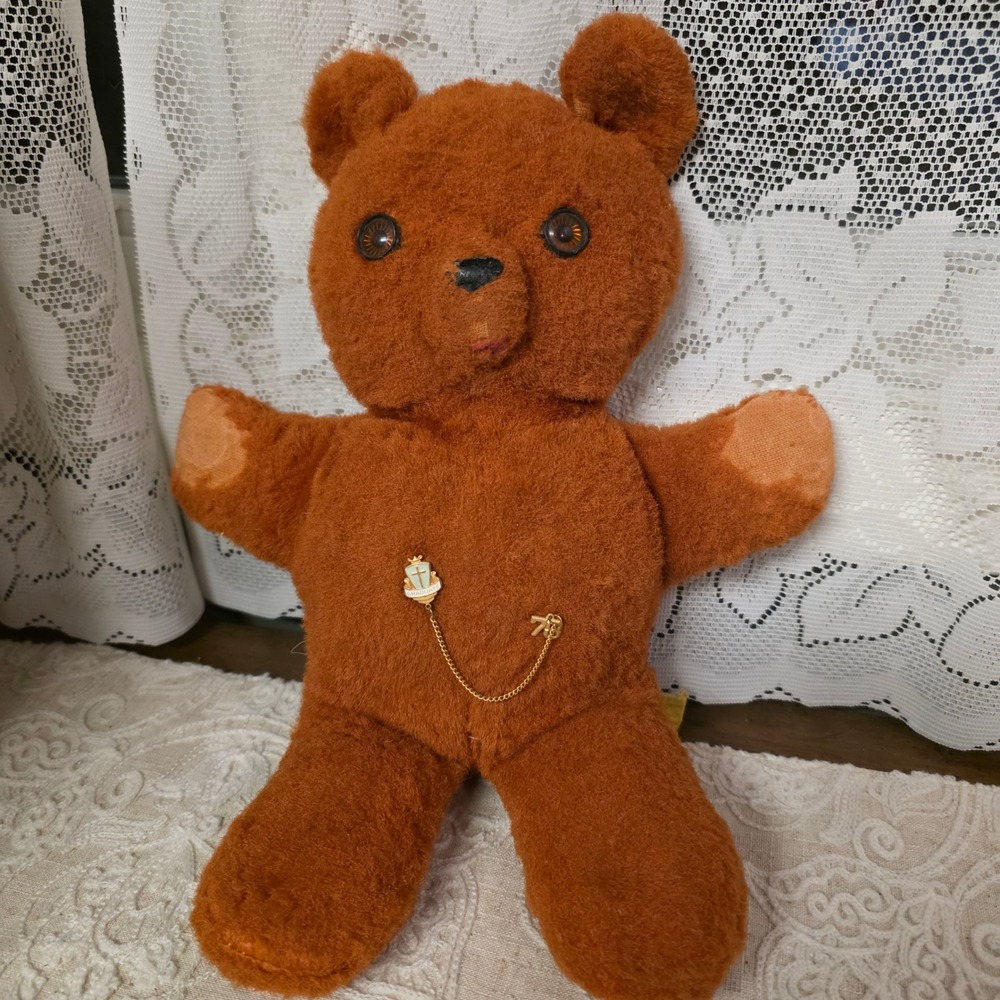 Douglas 12" Vintage 1978 Graduate Pin Plush Teddy Bear Brown